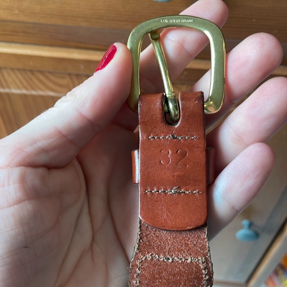 Leather Man Ltd., men’s 32” navy blue woven cotton and leather sailboat belt EUC - Picture 3 of 6